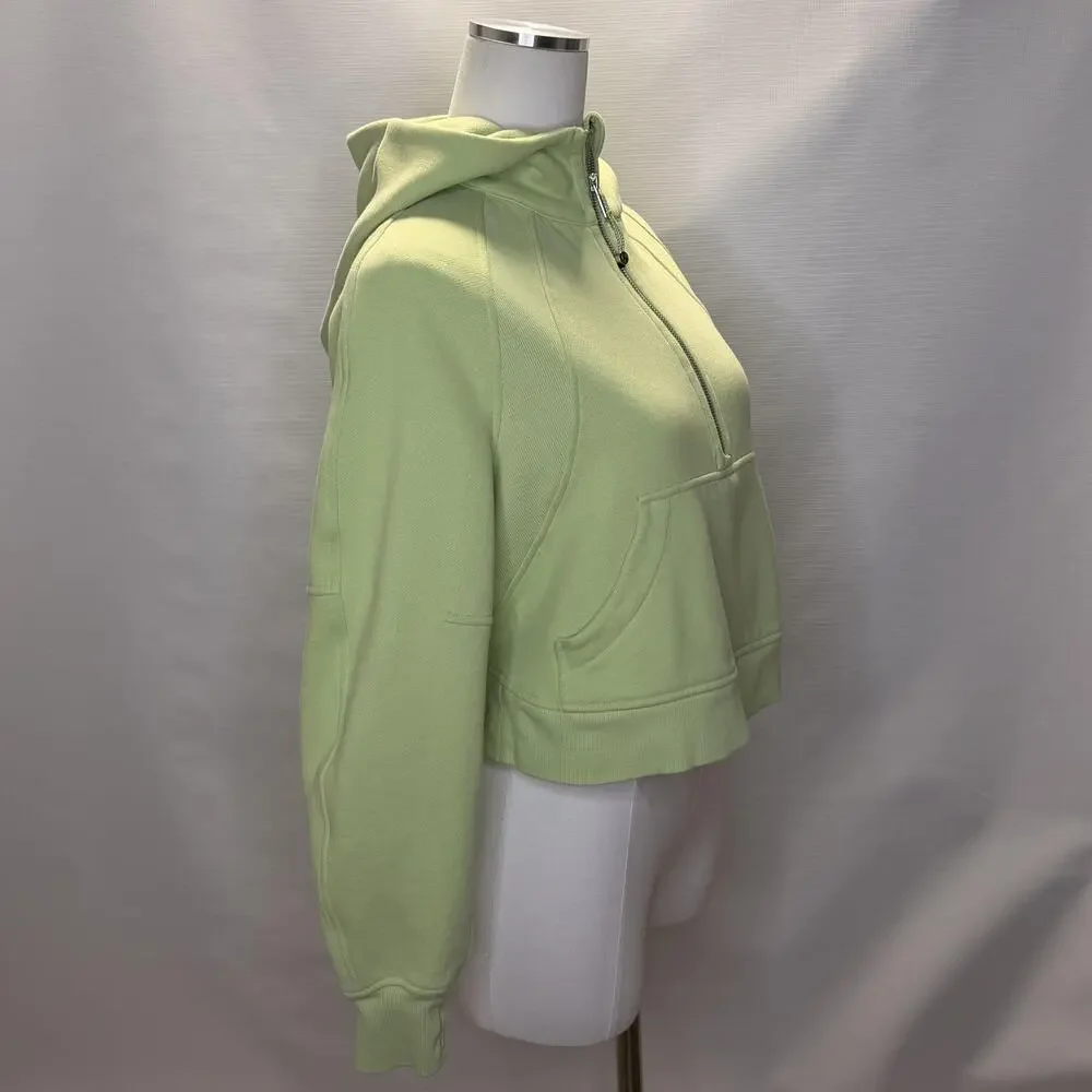 Lululemon Scuba Hoodie Womens XS/S Green 1/2 Zip Fleece Cropped Thumbholes